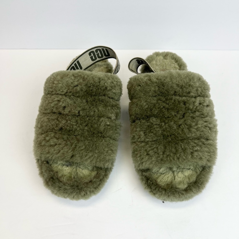 Women's Shoes UGG FLUFF YEAH SLIDE Sheepskin Slipper Sandals 1095119 BURNT OLIVE - Picture 7 of 9